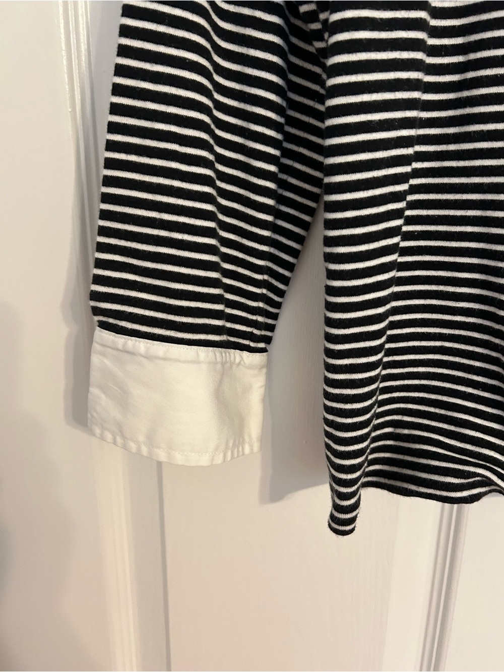 Vintage Lauren Ralph Lauren Black and White Striped Button-Down Polo - Picture 3 of 5